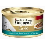 Gourmet Gold Parça Etli Somonlu ve Tavuklu (85 gr)
